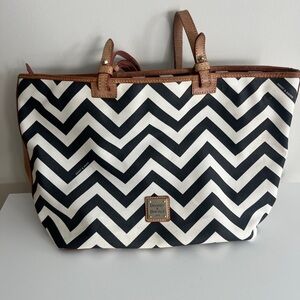 Dooney & Bourke Chevron Tote in Black and White